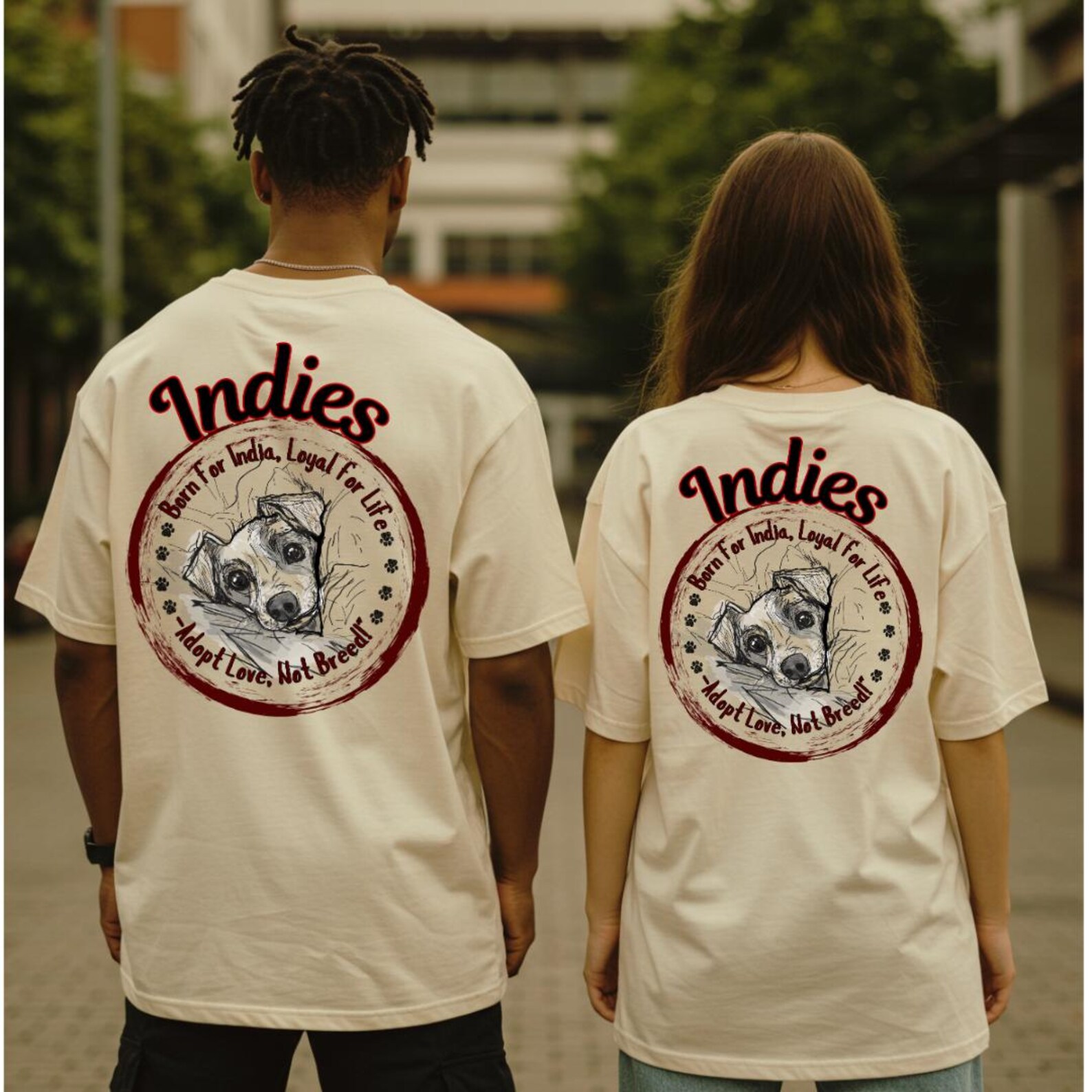 Indie Dog Aloka Oversized T-Shirt | Adopt Love Not Breed Graphic Tee | PURE Cotton Streetwear |